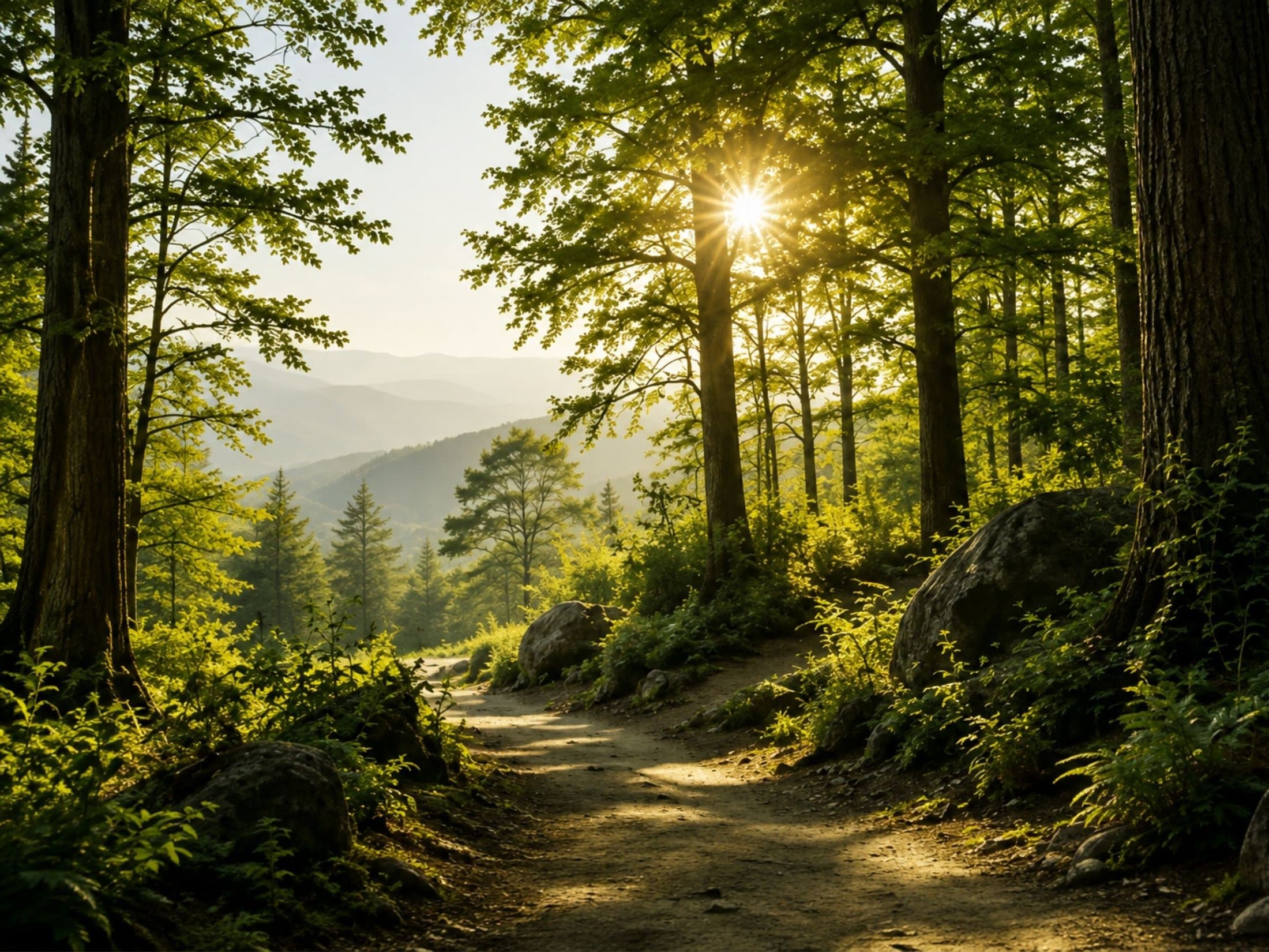 A sunlit forest path